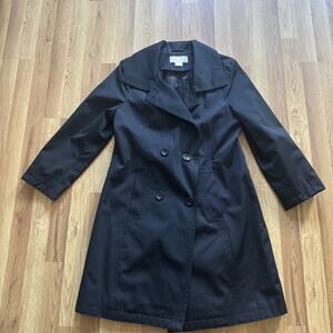 Michael Kors Trench Rain Coat Size L Black Water Resistant Professional Workwear